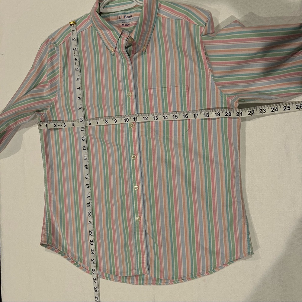 L.L. Bean Woman’s Pastel Cotton Striped Button Down Shirt Size M - Picture 8 of 8